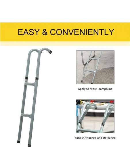 HOMCOM 6-10ft Trampoline Ladder Galvanized w/ Non-slip Mat