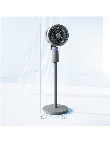 HOMCOM Pedestal Air Circulation Fan with Oscillating, Light Off, Grey