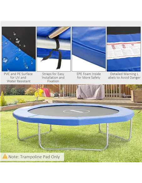 HOMCOM 10FT Trampoline Pad, Φ305cm Trampoline Accessories Surround Safety Pad Foam Padding Pads Replacement Spare, Blue