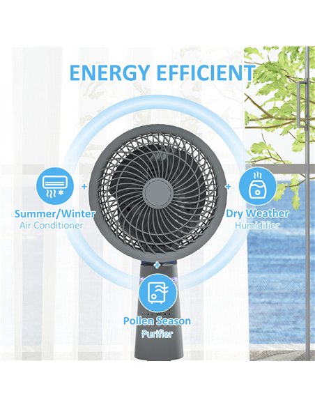 HOMCOM Pedestal Air Circulation Fan with Oscillating, Light Off, Grey