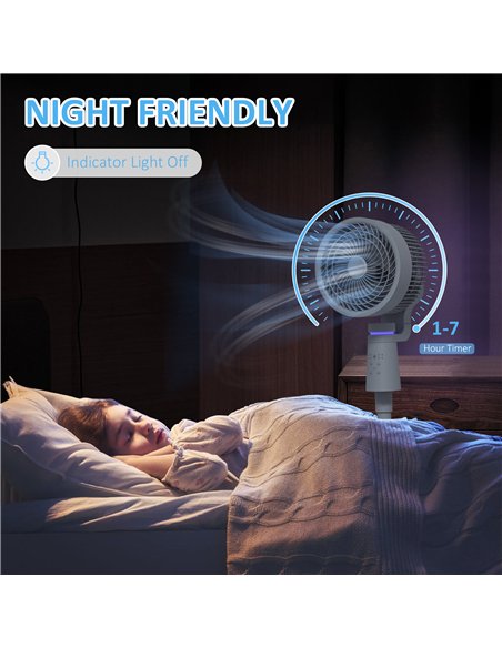 HOMCOM Pedestal Air Circulation Fan with Oscillating, Light Off, Grey