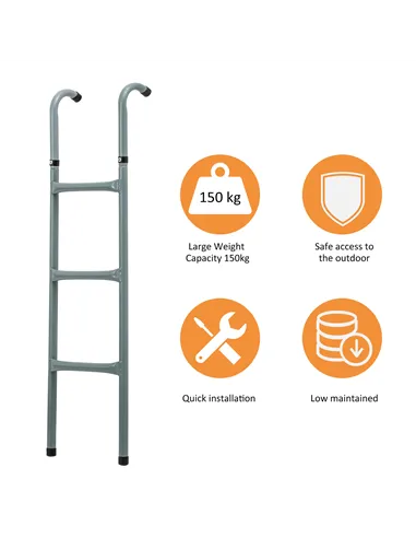 HOMCOM 12/14ft Trampoline Ladder Galvanized w/ Non-slip Mat