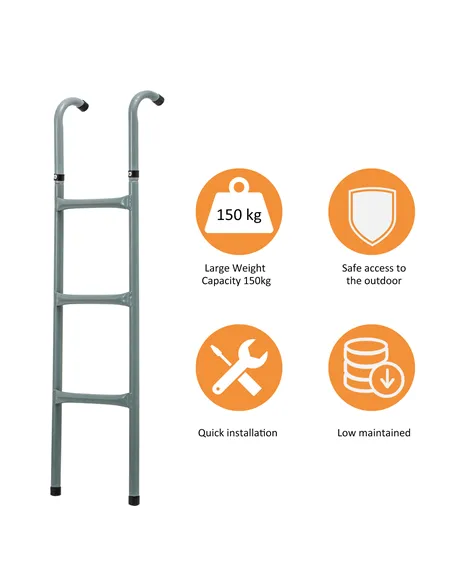 HOMCOM 12/14ft Trampoline Ladder Galvanized w/ Non-slip Mat