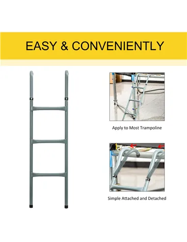 HOMCOM 12/14ft Trampoline Ladder Galvanized w/ Non-slip Mat