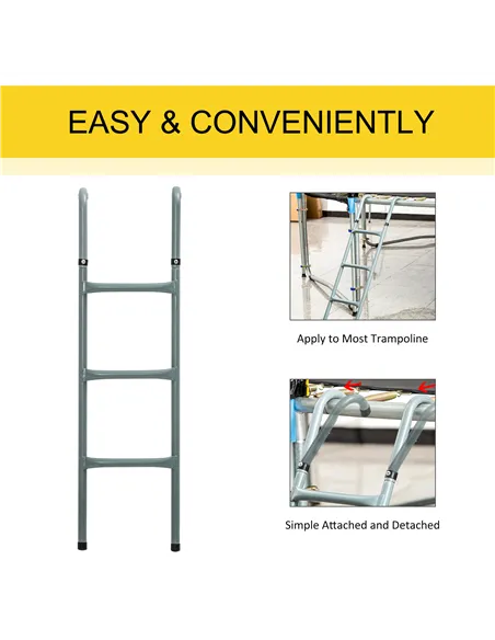 HOMCOM 12/14ft Trampoline Ladder Galvanized w/ Non-slip Mat