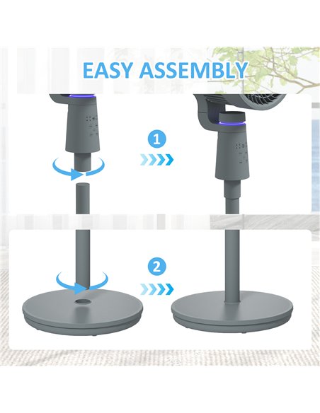 HOMCOM Pedestal Air Circulation Fan with Oscillating, Light Off, Grey