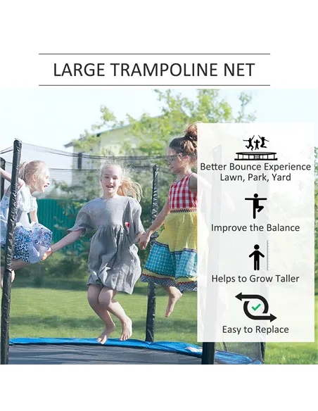 HOMCOM 13ft Trampoline Net Replacement Safety Net Enclosure Net Spare w/ 8 Poles