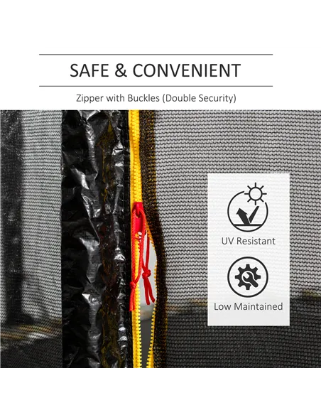 HOMCOM 13ft Trampoline Net Replacement Safety Net Enclosure Net Spare w/ 8 Poles
