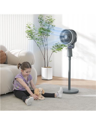 HOMCOM Pedestal Air Circulation Fan with Oscillating, Light Off, Grey