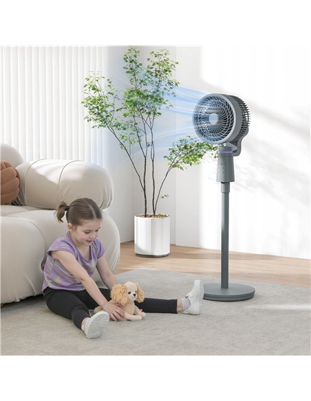 HOMCOM Pedestal Air Circulation Fan with Oscillating, Light Off, Grey