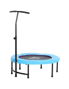 HOMCOM 40" Fitness Trampoline with Adjustable Handle, Rebounder Trampoline, Mini Jumper for Indoor Exercise Workout, Blue