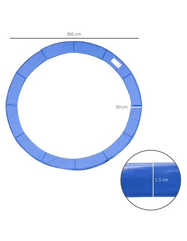 HOMCOM 12ft Trampoline Pad Φ366cm Trampoline Accessories Surround Pad Thick Foam Pads Padding Replacement Spare- Blue