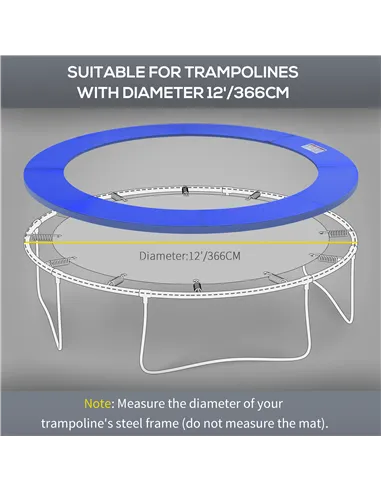 HOMCOM 12ft Trampoline Pad Φ366cm Trampoline Accessories Surround Pad Thick Foam Pads Padding Replacement Spare- Blue