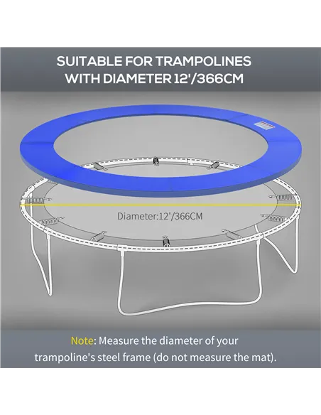 HOMCOM 12ft Trampoline Pad Φ366cm Trampoline Accessories Surround Pad Thick Foam Pads Padding Replacement Spare- Blue