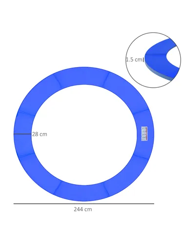 HOMCOM Φ244cm Trampoline Pad Pads Replacement Trampoline Accessories Safety Surround Pads Padding - 8ft Blue