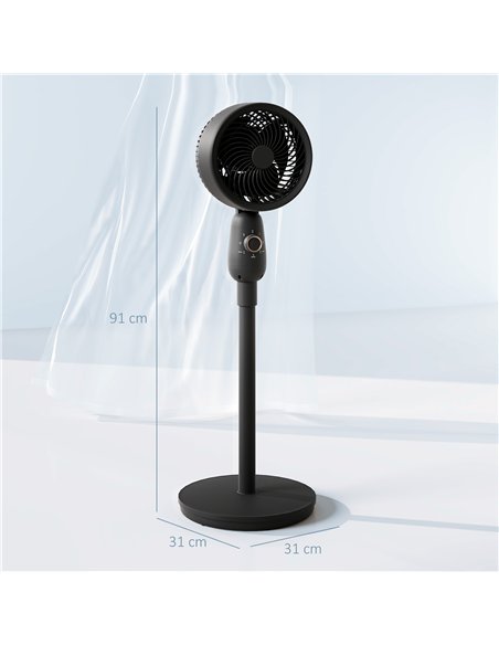 HOMCOM Pedestal Fan, Powerful Air Circulator, 12 Inch Floor Standing Fan with 3 Speed Settings, Oscillating Function for Bedroom