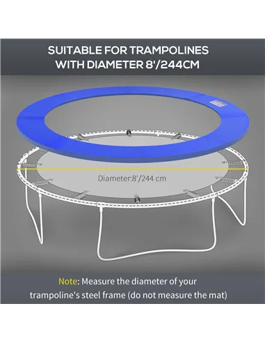 HOMCOM Φ244cm Trampoline Pad Pads Replacement Trampoline Accessories Safety Surround Pads Padding - 8ft Blue