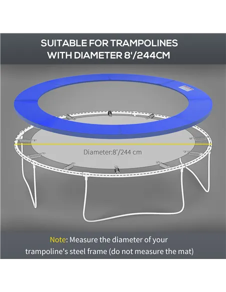 HOMCOM Φ244cm Trampoline Pad Pads Replacement Trampoline Accessories Safety Surround Pads Padding - 8ft Blue