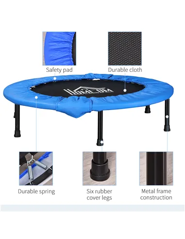 HOMCOM Φ101 Mini Fitness Trampoline Home Gym Yoga Exercise Rebounder Indoor Outdoor Jumper with Safety Pad, Support Up to 100 KG