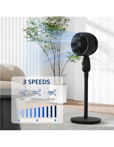 HOMCOM Pedestal Fan, Powerful Air Circulator, 12 Inch Floor Standing Fan with 3 Speed Settings, Oscillating Function for Bedroom