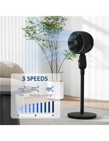 HOMCOM Pedestal Fan, Powerful Air Circulator, 12 Inch Floor Standing Fan with 3 Speed Settings, Oscillating Function for Bedroom