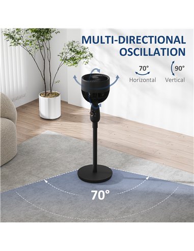 HOMCOM Pedestal Fan, Powerful Air Circulator, 12 Inch Floor Standing Fan with 3 Speed Settings, Oscillating Function for Bedroom
