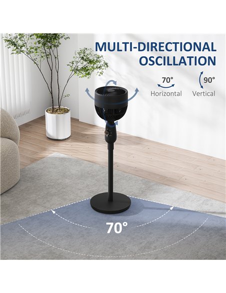 HOMCOM Pedestal Fan, Powerful Air Circulator, 12 Inch Floor Standing Fan with 3 Speed Settings, Oscillating Function for Bedroom