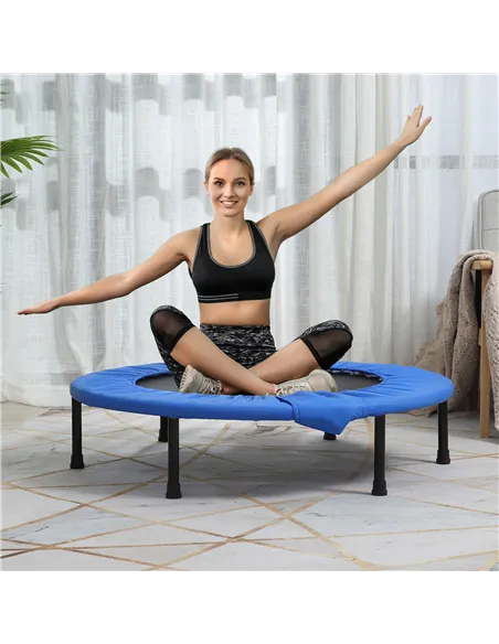 HOMCOM Φ96cm Mini Fitness Trampoline Home Gym Yoga Exercise Rebounder Indoor Outdoor Jumper with Safety Pad, Support Up to 100 K