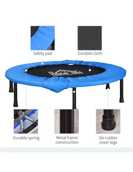 HOMCOM Φ96cm Mini Fitness Trampoline Home Gym Yoga Exercise Rebounder Indoor Outdoor Jumper with Safety Pad, Support Up to 100 K