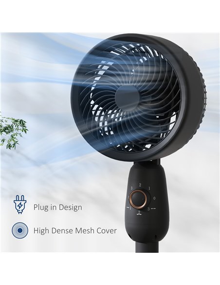 HOMCOM Pedestal Fan, Powerful Air Circulator, 12 Inch Floor Standing Fan with 3 Speed Settings, Oscillating Function for Bedroom