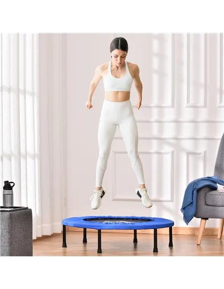 HOMCOM Φ91 Mini Fitness Trampoline Home Gym Yoga Exercise Rebounder Indoor Outdoor Jumper with Safety Pad, Support Up to 100 KG,