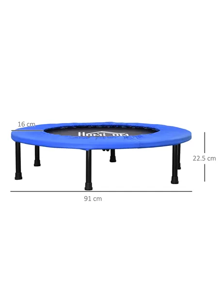 HOMCOM Φ91 Mini Fitness Trampoline Home Gym Yoga Exercise Rebounder Indoor Outdoor Jumper with Safety Pad, Support Up to 100 KG,