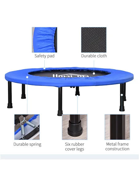 HOMCOM Φ91 Mini Fitness Trampoline Home Gym Yoga Exercise Rebounder Indoor Outdoor Jumper with Safety Pad, Support Up to 100 KG,