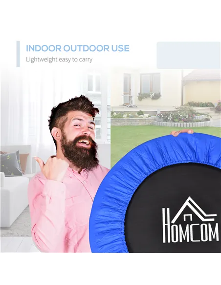HOMCOM Φ91 Mini Fitness Trampoline Home Gym Yoga Exercise Rebounder Indoor Outdoor Jumper with Safety Pad, Support Up to 100 KG,