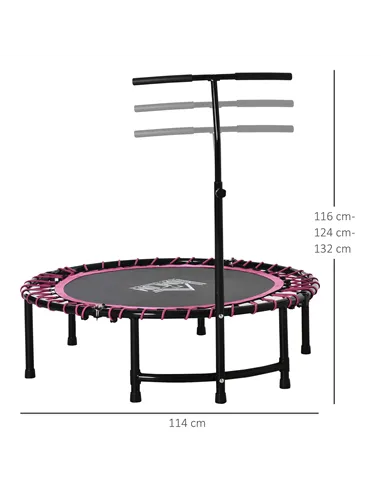 HOMCOM Mini Round Steel Frame Trampoline w/ Adjustable Handle, Pink