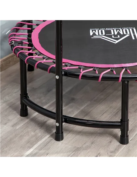 HOMCOM Mini Round Steel Frame Trampoline w/ Adjustable Handle, Pink