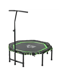 HOMCOM 48" Octagonal Mini Fitness Rebounder Trampoline Indoor Outdoor Foldable Mini Jumper with Adjustable Handle, Green