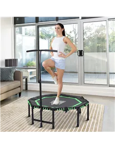 HOMCOM 48" Octagonal Mini Fitness Rebounder Trampoline Indoor Outdoor Foldable Mini Jumper with Adjustable Handle, Green 2