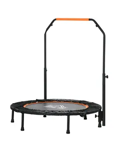 HOMCOM 40" Foldable Mini Fitness Trampoline, with Adjustable Foam Handle, Orange