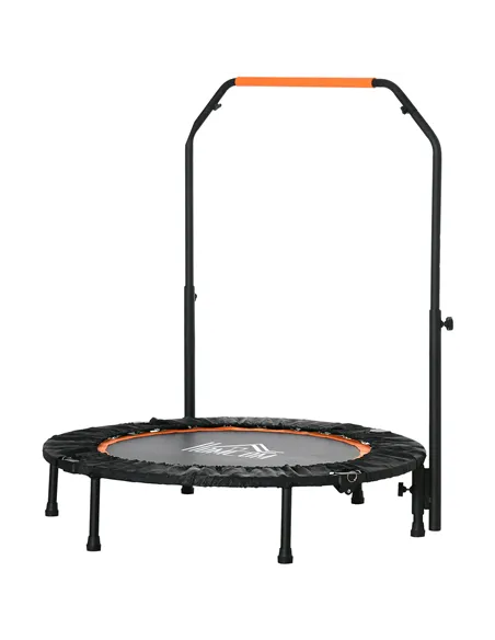 HOMCOM 40" Foldable Mini Fitness Trampoline, with Adjustable Foam Handle, Orange