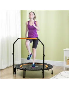 HOMCOM 40" Foldable Mini Fitness Trampoline, with Adjustable Foam Handle, Orange 2