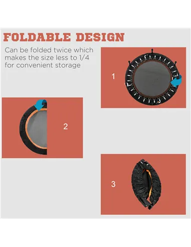 HOMCOM 40" Foldable Mini Fitness Trampoline, with Adjustable Foam Handle, Orange