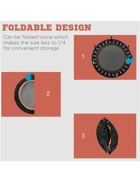 HOMCOM 40" Foldable Mini Fitness Trampoline, with Adjustable Foam Handle, Orange
