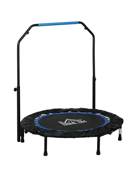 HOMCOM 40" Foldable Mini Fitness Trampoline, with Adjustable Foam Handle, Blue