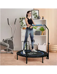 HOMCOM 40" Foldable Mini Fitness Trampoline, with Adjustable Foam Handle, Blue 2