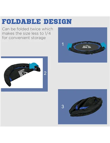 HOMCOM 40" Foldable Mini Fitness Trampoline, with Adjustable Foam Handle, Blue
