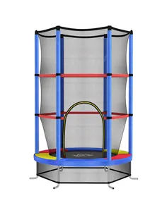 HOMCOM Kids Trampoline, with Enclosure Net, Steel Frame, for Ages 3-6 Years - MultiColoured