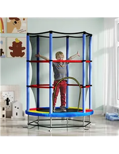 HOMCOM Kids Trampoline, with Enclosure Net, Steel Frame, for Ages 3-6 Years - MultiColoured 2