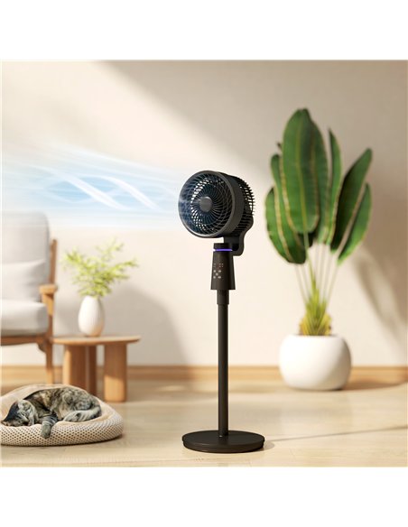 HOMCOM Pedestal Air Circulation Fan with Oscillating, Light Off, Black