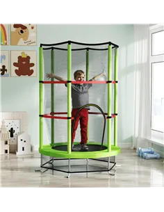 HOMCOM Kids Trampoline, with Enclosure Net, Steel Frame, for Ages 3-6 Years - Green 2